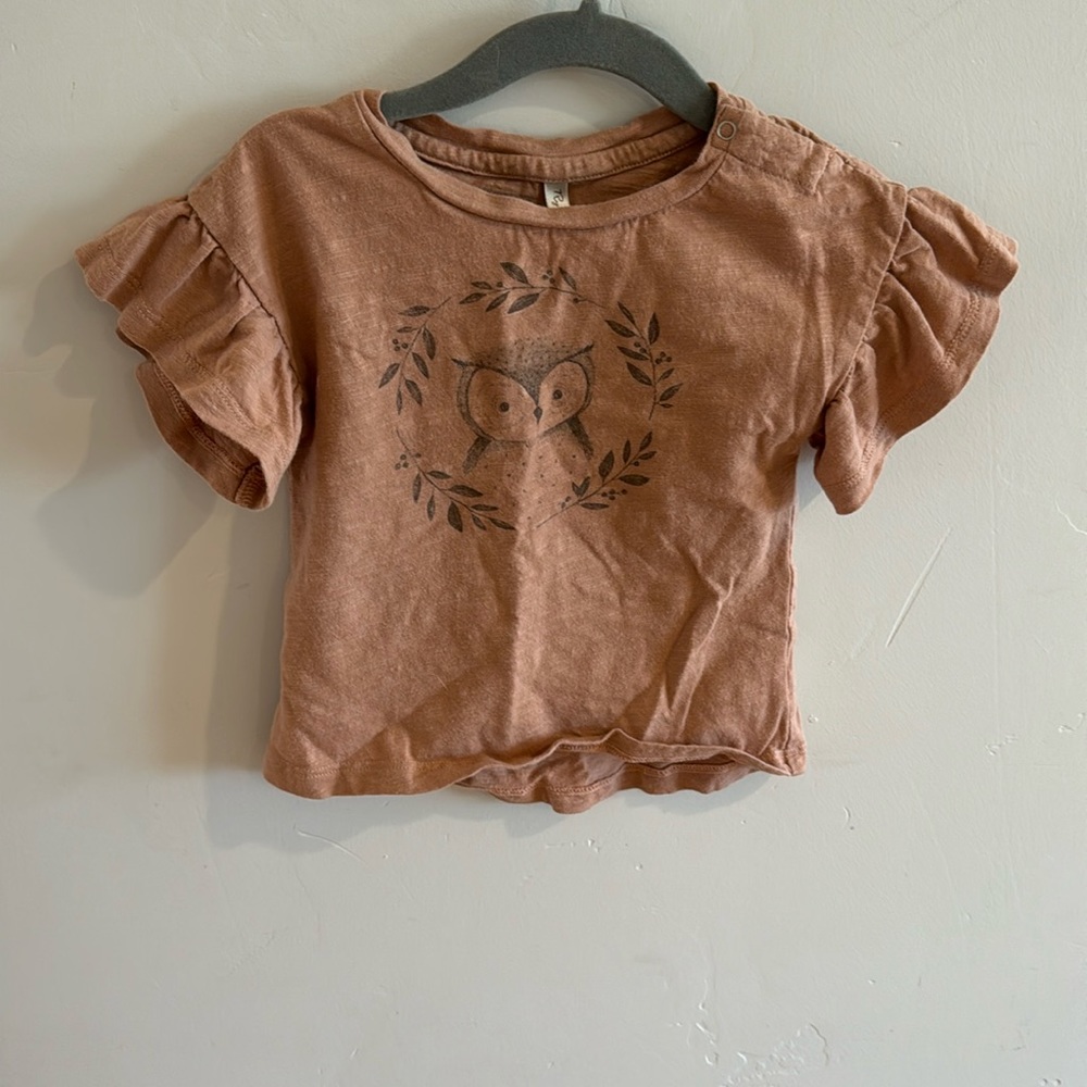 Rylee & Cru Owl Ruffle Sleeve Shirt
